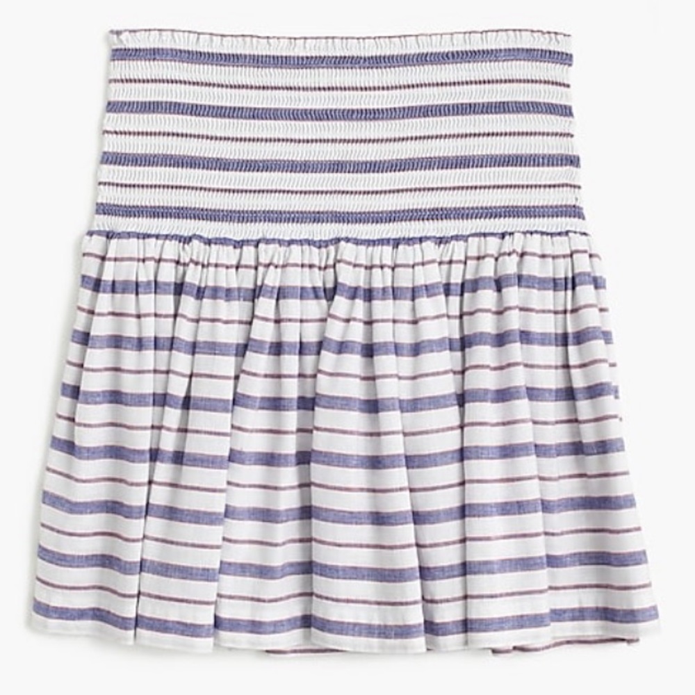 NWT J.Crew xs striped smocked skirt sold out